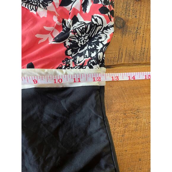 NWT Womens Sea Angel Coral Peach Black Floral Halter One Piece Swimming Suit‎ M - Picture 6 of 9